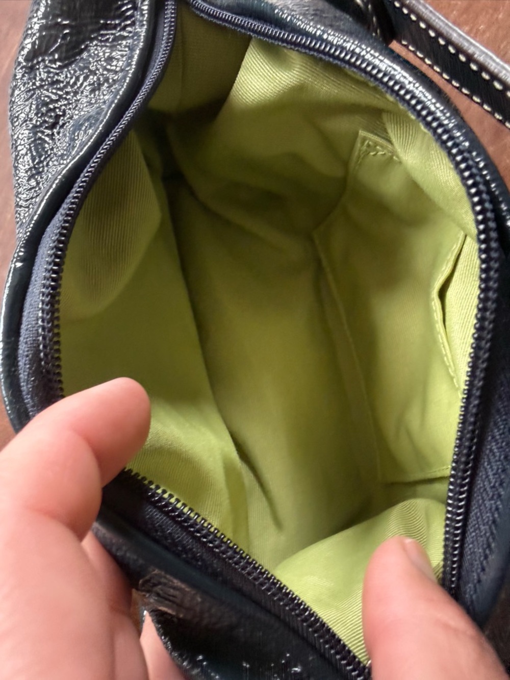 Vintage Coach Navy Patent leather baguette bag - Picture 7 of 8